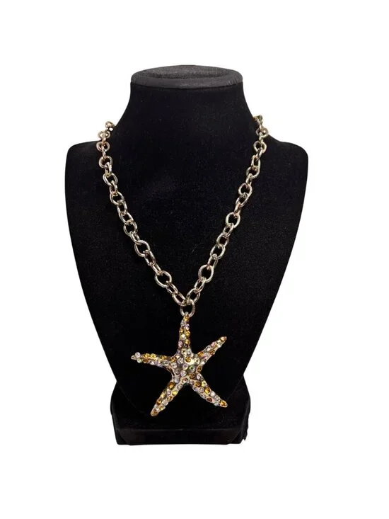 Carol Dauplaise Gold Tone Cable Chain Necklace W/ Large Starfish Pendant (6314) - Picture 2 of 8